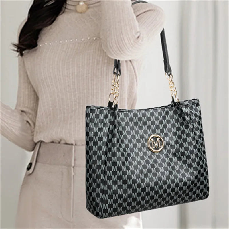 Monogram Tote Bag – Large Capacity Shoulder Bag for Women