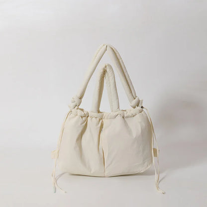 Puffy Drawstring Tote Bag – Thick Padded Dual Handle Shoulder Bag