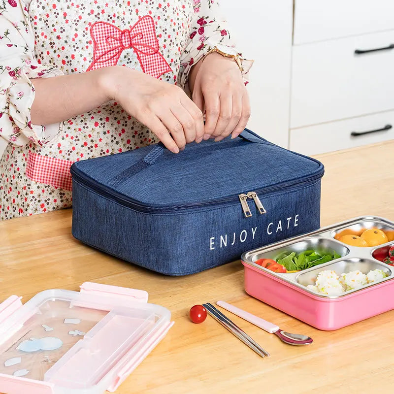 Cartoon Cute Lunch Box Bag Aluminum Foil Thickened Hand Carry Bento Student Canvas Insulated Rice