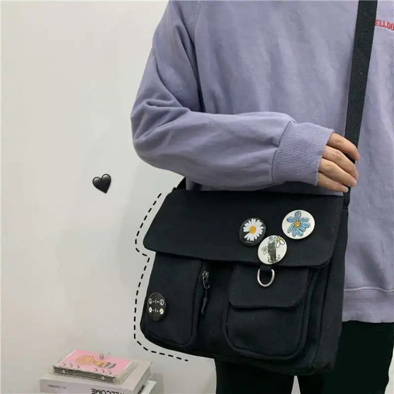 Canvas Crossbody Messenger Bag – Casual Shoulder Bag for Girls