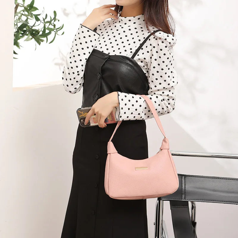 Chic Leather Hobo Bag Gold Accents Spacious Versatile Shoulder Purse Everyday Work
