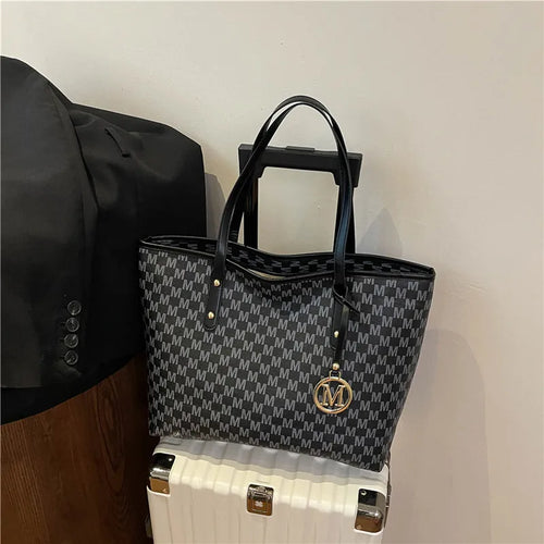 Large Capacity Commuting Tote Bags Fashionable Printed Pu Leather Handbag Women College Students