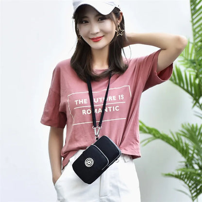 Nylon Shoulder Crossbody Phone Bag Women Sports Running Multi Layer Zipper Pouch Armband Bag