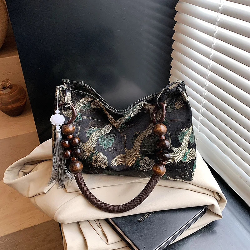 Shoulder Bags Tassel Decoration Embroidered National Style Hasp Sewing Thread Spring Women S