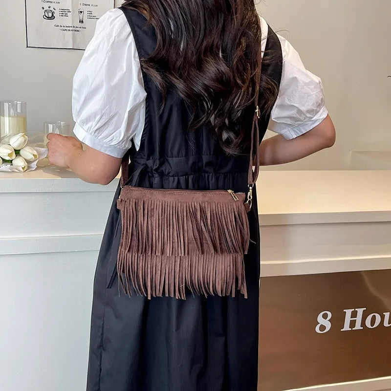 Vintage Tassel Fringe Crossbody Bag for Women