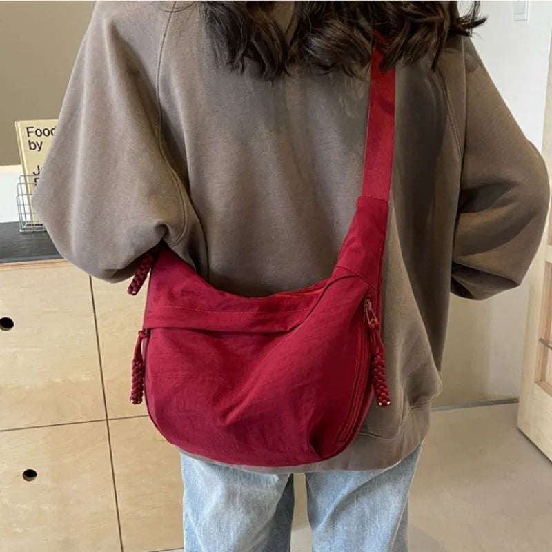 Nylon Crescent Crossbody Bag for Women – Lightweight & Large Capacity