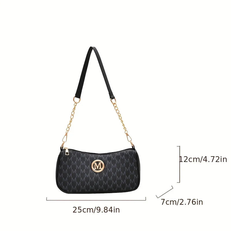 Vintage Crossbody Bag – Small Chain Shoulder Handbag with Letter Print