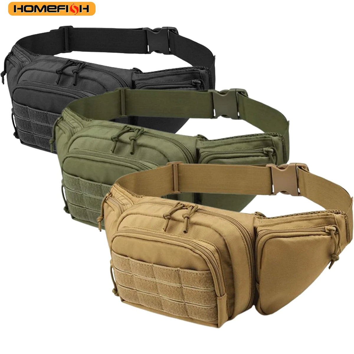 Homefish Men Waist Fanny Pack Belt Bag Tactical Military Motorcycle Rider Sports Climb Camping Nylon