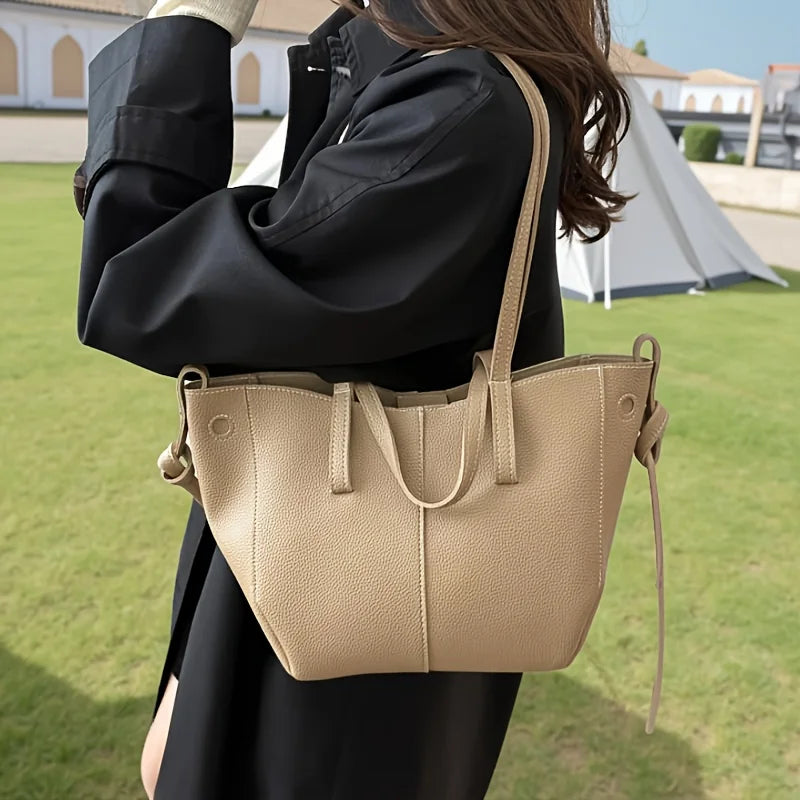 Stylish Casual Tote Bag Large Capacity Pu Leather Handbag Women Wing Bag Commuting Shoulder Armpit