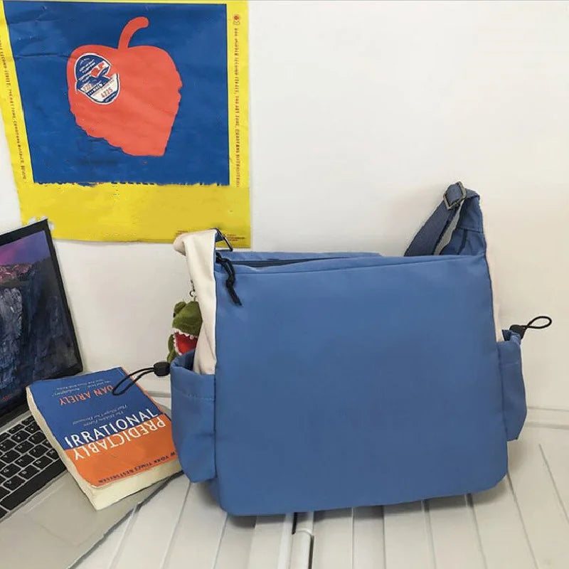 Preppy Casual Nylon Crossbody Bag Men Women Teen Messenger Student Commuter Single Shoulder Bag