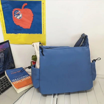 Preppy Casual Nylon Crossbody Bag Men Women Teen Messenger Student Commuter Single Shoulder Bag