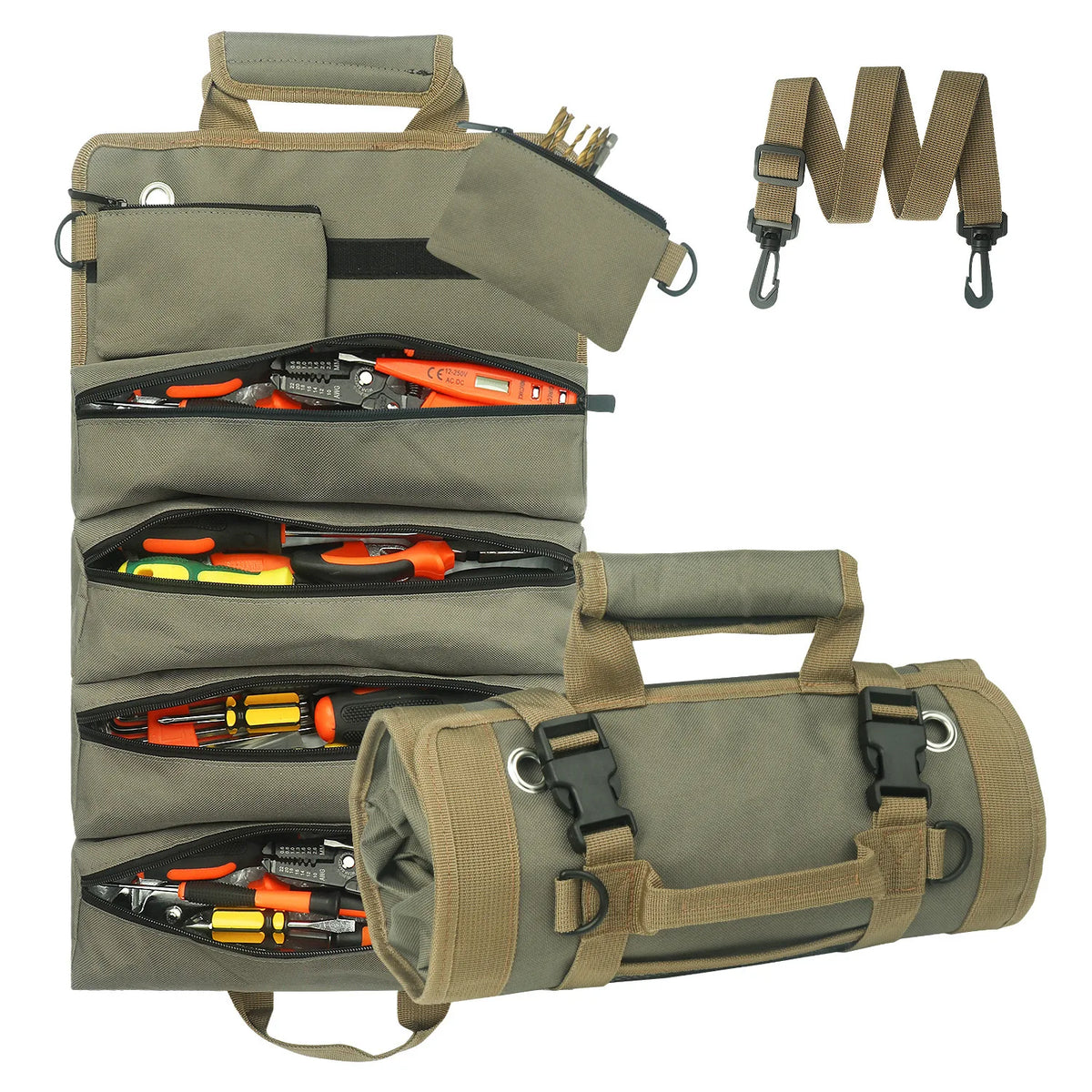 Electrical Kit Portable Multi-Function Roll Canvas Hardware Maintenance Tools Hand Laches Shoulder
