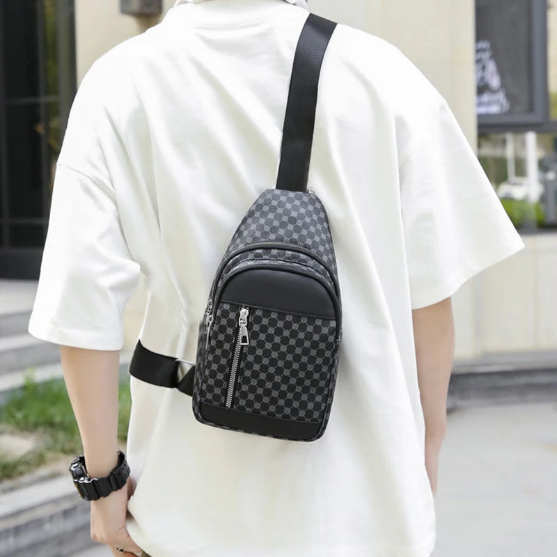 Neutral Style Functional Chest Bag Women Men Patchwork Dot Design