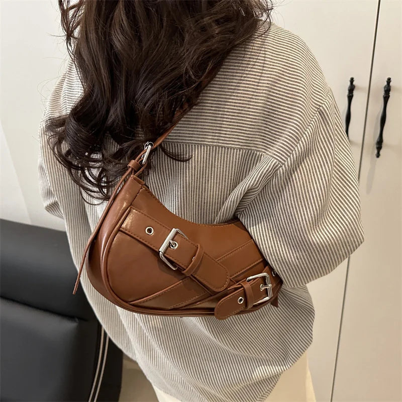Y2K Vintage PU Leather Crossbody Bag – Women's Mini Shoulder Clutch