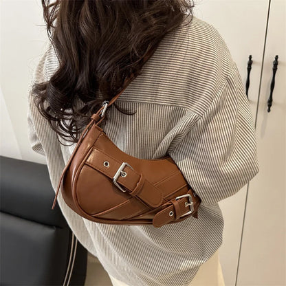 Y2K Vintage PU Leather Crossbody Bag – Women's Mini Shoulder Clutch