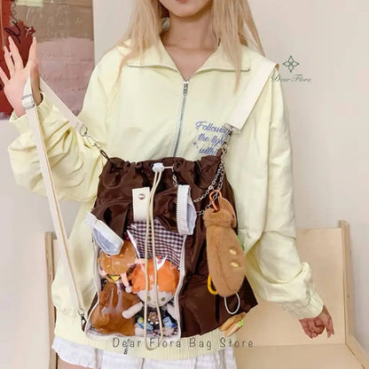Drawstring Ita Bag – Transparent Crossbody Shoulder Bag