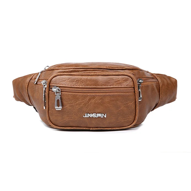 Waterproof Pu Waist Bag Large-Capacity Mobile Phone Pocket Money Storage Men S Women Chest Bag