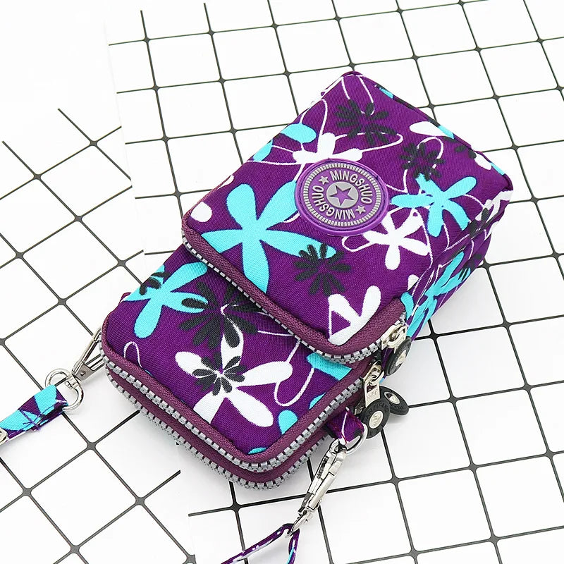 Nylon Shoulder Crossbody Phone Bag Women Sports Running Multi Layer Zipper Pouch Armband Bag