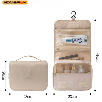 Homefish Portable Hanging Hook Cosmetic Bag Waterproof Wear Resistant Travel Organizer Multi-Layer