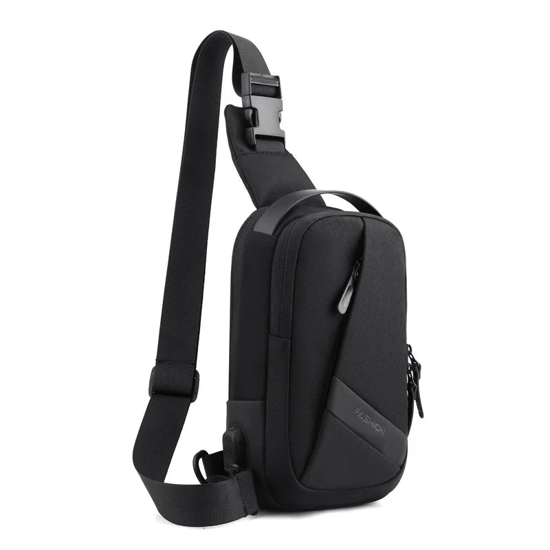 Men S Large Capacity Single Shoulder Chest Pack Usb Charging Backpack Oblique Cross Waterproof