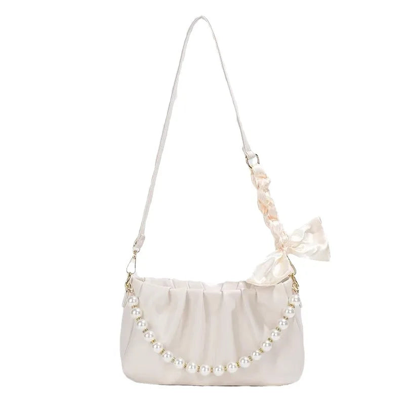 Pearl Pleated Cloud Underarm Bag Versatile Large-Capacity Single-Shoulder Crossbody Bag