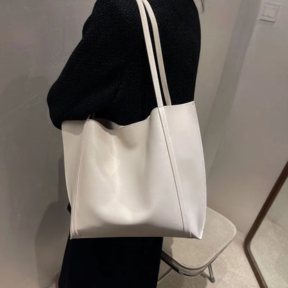 Large Capacity Tote Bag with Inner Pouch – Faux Leather