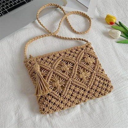 Crochet Woven Boho Shoulder Bag – Lightweight Crossbody