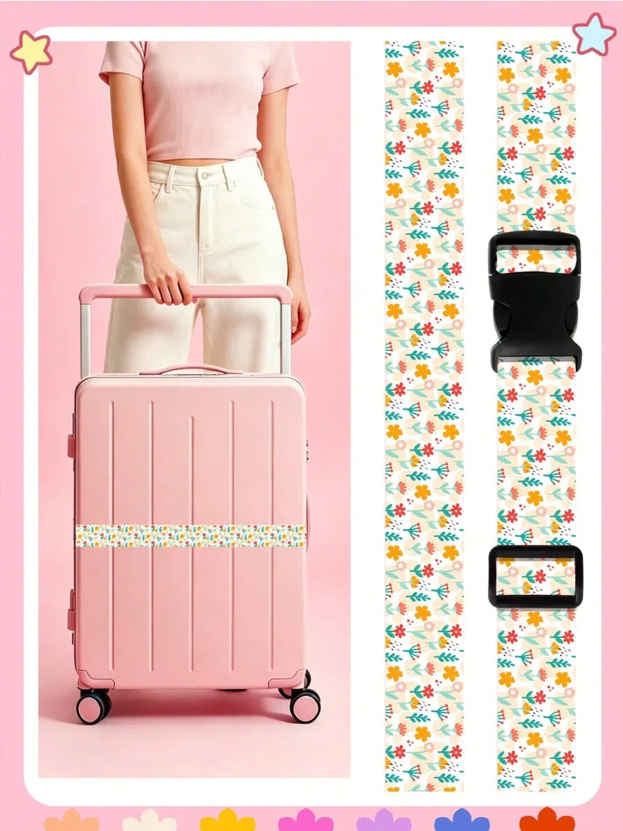 Lightweight Bag Strap Women Small Fresh Print Adjustable Luggage Strap Suitcase - Soft