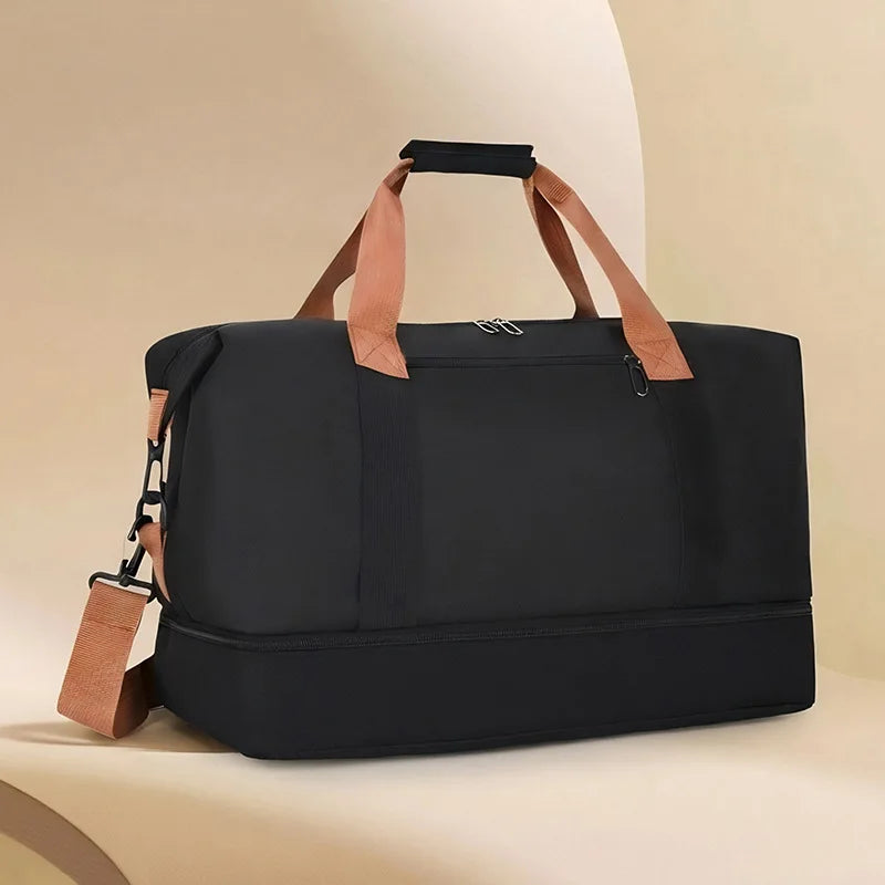 Large Capacity Travel Duffel Bag Shoe Compartment Crossbody Waterproof Weekend Overnight Bag Gym