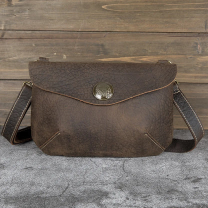 Handcrafted Retro Crazy Horse Leather Single-Shoulder Bag Genuine Leather Multi-Functional Men S