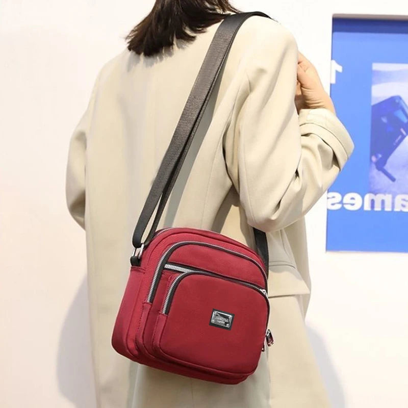Daily Wear Slim Multi-Layer Shoulder Bag Adjustable Wide Strap
