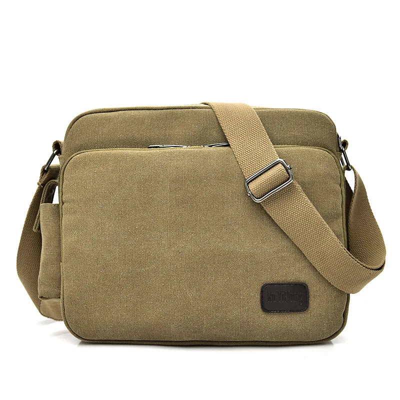 Durable Canvas Men S Multi-Functional Single-Shoulder Bag Casual Large-Capacity Crossbody Bag