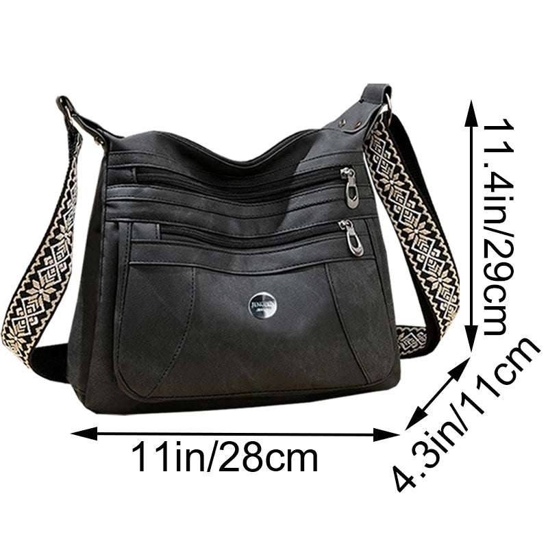 Multi-Color Casual Crossbody Bag Patterned Strap Versatile