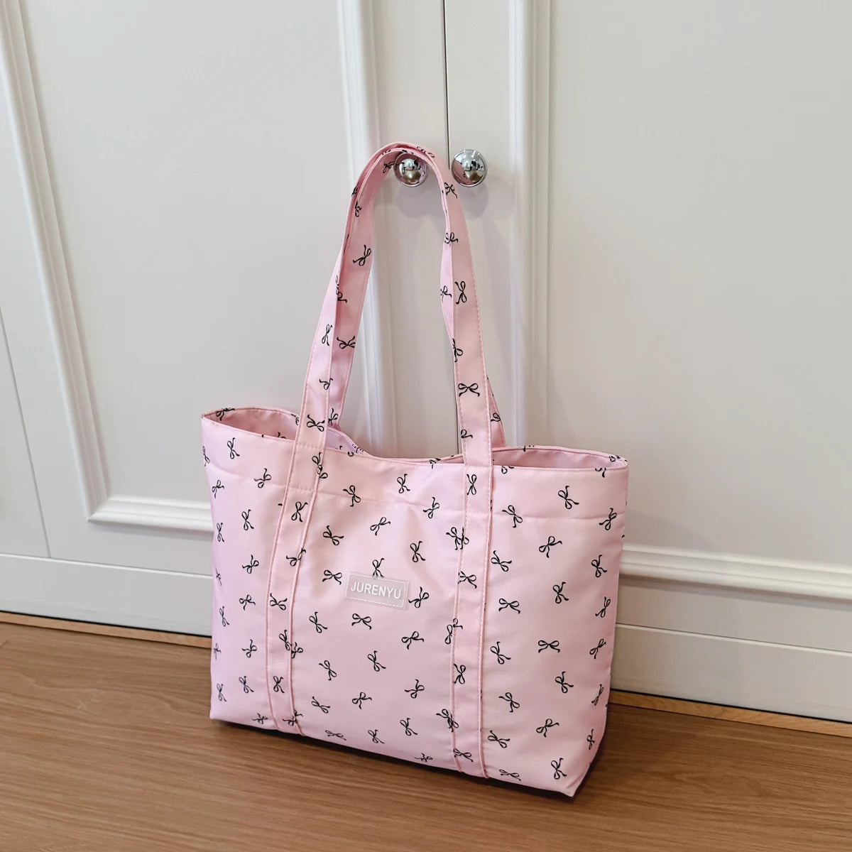 Casual Women Handbag Bow Print Solid Large Capacity Tote Bag Lightweight Shoulder Daily Commute
