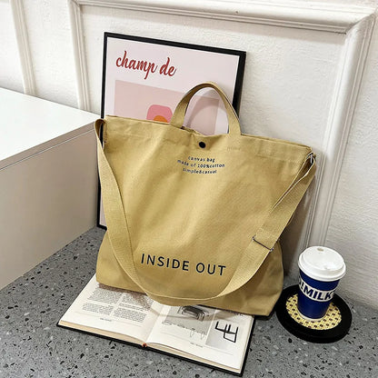 Women Canvas Crossbody Tote Bag Large Cotton Shopping Handbag Student School Shoulder Girls Daily