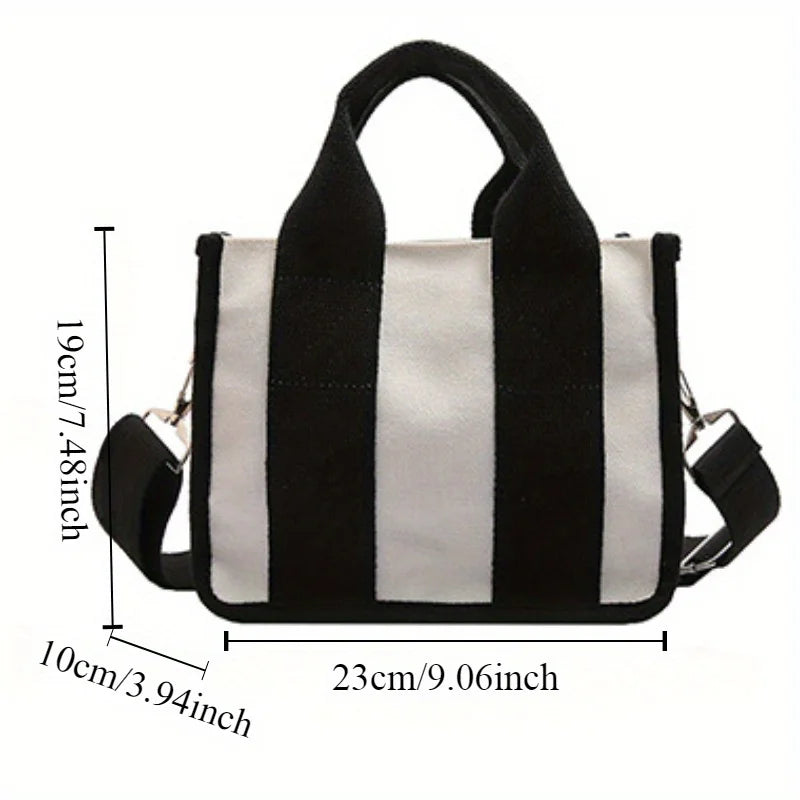 Canvas Contrast Color Crossbody Bag for Women – Tote Shoulder Bag