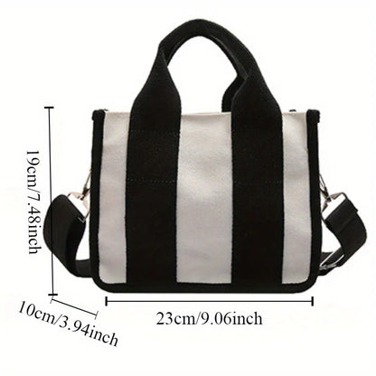 Canvas Contrast Color Crossbody Bag for Women – Tote Shoulder Bag