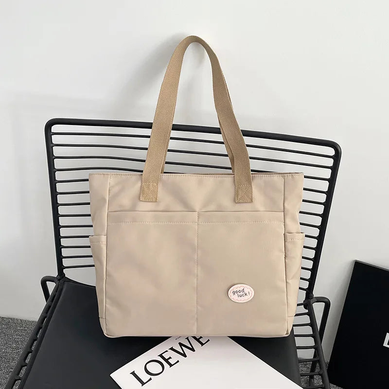 Large Capacity Canvas Tote Bag Casual Multi-Compartment Work Shoulder Bag Women Travel Work Commuter