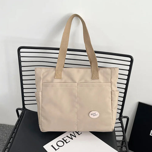 Large Capacity Canvas Tote Bag Casual Multi-Compartment Work Shoulder Bag Women Travel Work Commuter