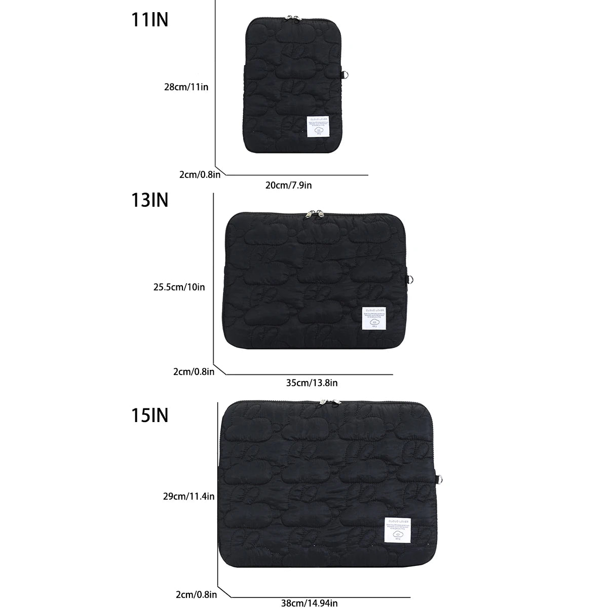 Cute Quilted Embroidery Rabbit Pattern Student Laptop Bag 11-15 Computer Protection Case File Sleeve