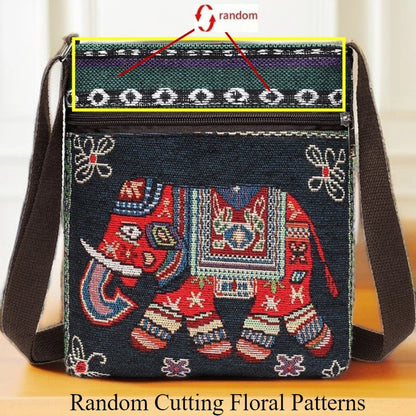 Embroidered Canvas Crossbody Bag – Cute Animal Print Shoulder Bag