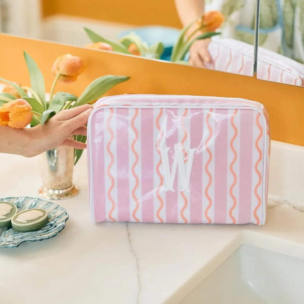 Polyester Pvc Cosmetic Bag Double-Layer Waterproof Storage Color-Printed Portable Makeup Organizer