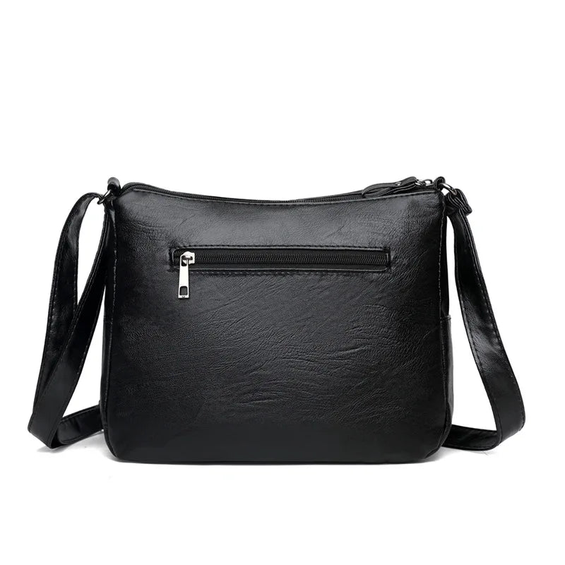 Rose Floral Embossed Leather Crossbody Bag for Women