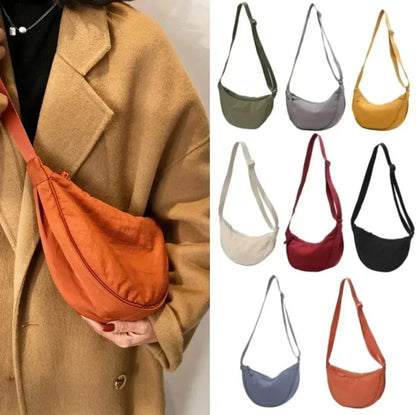 Nylon Crescent Crossbody Bag – Women's Lightweight Hobo Shoulder Bag