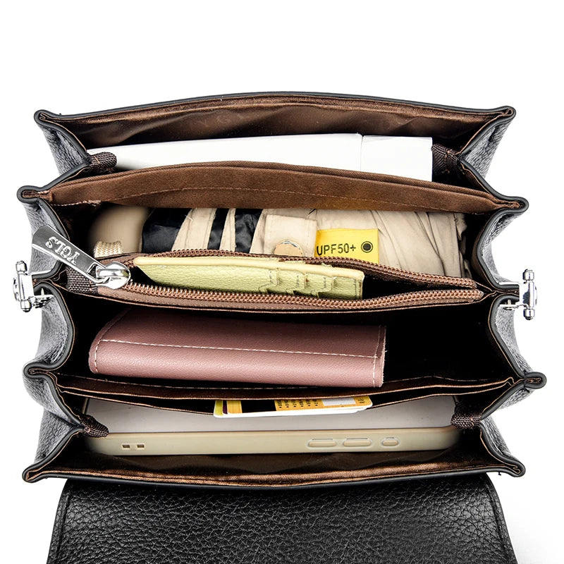 Multi-Layer PU Leather Crossbody Bag for Women