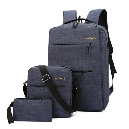 3-Piece Laptop Backpack Set with Shoulder Bag & Pouch