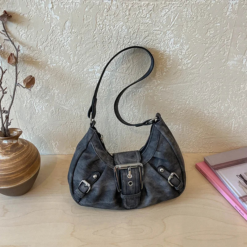 Retro Denim Underarm Bag – Y2K Women's Shoulder Bag
