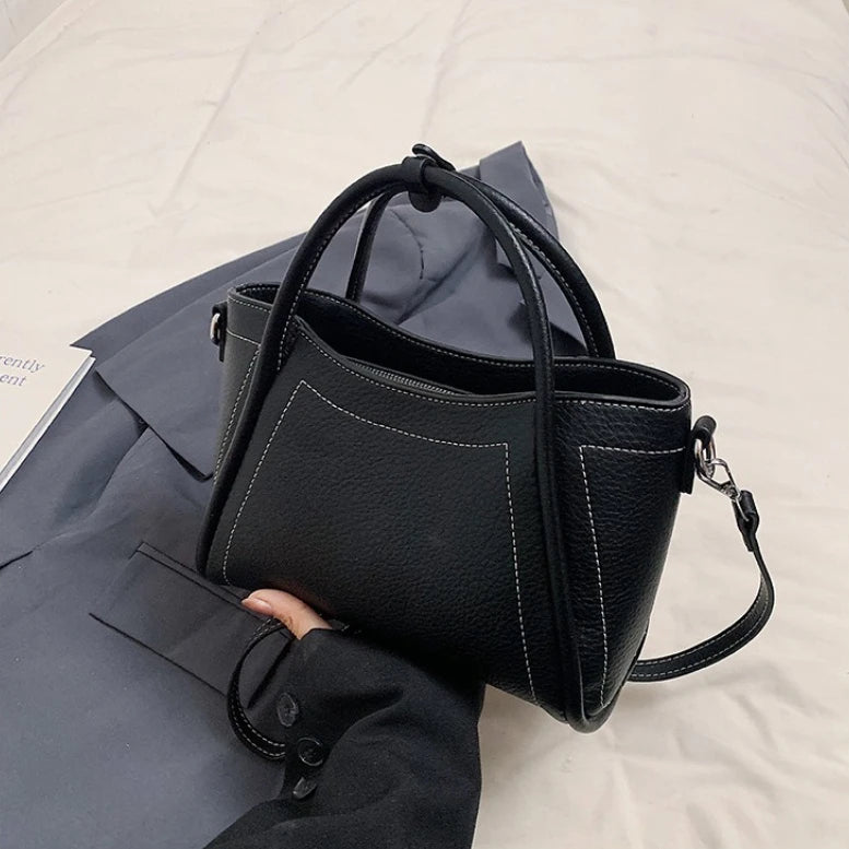 Leather Tote Bag – Vintage Top Handle Crossbody Handbag for Women