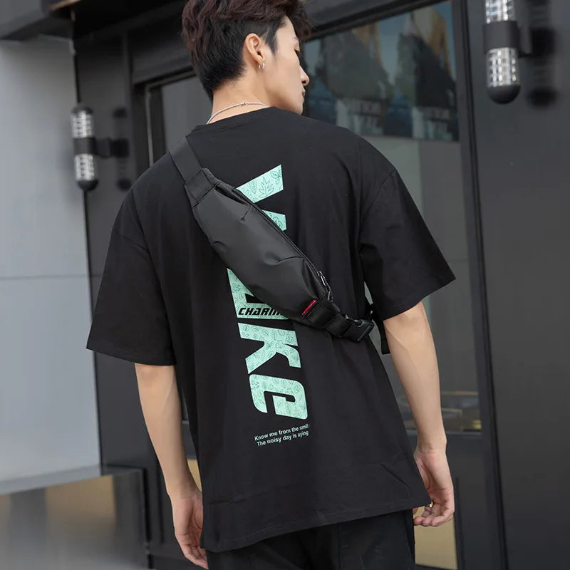 Men S Women One-Shoulder Oxford Cloth Waterproof Mobile Phone Storage Cycling Chest Bag - Waterproof