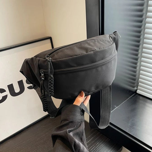 Women S Lightweight Nylon Waist Bag Large Capacity Zipper Multiple Compartments Crossbody Stylish